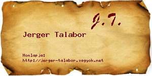 Jerger Talabor névjegykártya